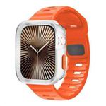 For Apple Watch 40mm / 41mm Wave Texture Reverse Buckle Silicone Watch Band with TPU Case(Orange)