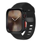 For Apple Watch Ultra 2 / 1 49mm Wave Texture Reverse Buckle Silicone Watch Band with TPU Case(Black)