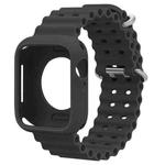 For Apple Watch Series 10 46mm Ocean Silicone Watch Band with Silicone Case(Black)