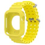 For Apple Watch Series 10 42mm Ocean Silicone Watch Band with Silicone Case(Yellow)