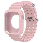 For Apple Watch Series 10 42mm Ocean Silicone Watch Band with Silicone Case(Pink)