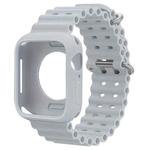 For Apple Watch 44mm / 45mm Ocean Silicone Watch Band with Silicone Case(Grey)
