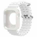 For Apple Watch 40mm / 41mm Ocean Silicone Watch Band with Silicone Case(White)