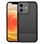 For iPhone 12 Carbon Fiber Series Fine Hole TPU Phone Case(Black)