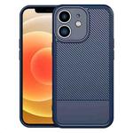 For iPhone 12 Carbon Fiber Series Fine Hole TPU Phone Case(Blue)
