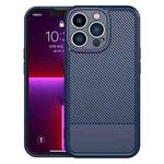 For iPhone 12 Pro Max Carbon Fiber Series Fine Hole TPU Phone Case(Blue)