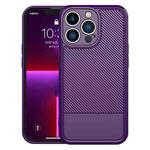 For iPhone 13 Pro Carbon Fiber Series Fine Hole TPU Phone Case(Purple)