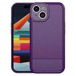 For iPhone 15 Plus Carbon Fiber Series Fine Hole TPU Phone Case(Purple)