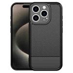 For iPhone 15 Pro Carbon Fiber Series Fine Hole TPU Phone Case(Black)