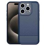 For iPhone 15 Pro Carbon Fiber Series Fine Hole TPU Phone Case(Blue)