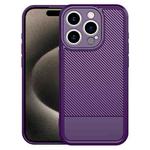 For iPhone 15 Pro Carbon Fiber Series Fine Hole TPU Phone Case(Purple)