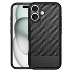 For iPhone 16 Carbon Fiber Series Fine Hole TPU Phone Case(Black)