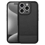 For iPhone 16 Pro Max Carbon Fiber Series Fine Hole TPU Phone Case(Black)