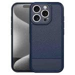 For iPhone 16 Pro Max Carbon Fiber Series Fine Hole TPU Phone Case(Blue)