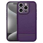 For iPhone 16 Pro Max Carbon Fiber Series Fine Hole TPU Phone Case(Purple)