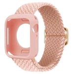For Apple Watch Series 10 46mm Ladder Buckle Loop Nylon Watch Band with Silicone Case(Pink)