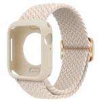 For Apple Watch Series 10 42mm Ladder Buckle Loop Nylon Watch Band with Silicone Case(Starlight)