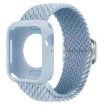For Apple Watch Series 10 42mm Ladder Buckle Loop Nylon Watch Band with Silicone Case(Light Blue)