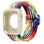 For Apple Watch 44mm / 45mm Ladder Buckle Loop Nylon Watch Band with Silicone Case(Rainbow)