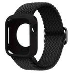 For Apple Watch 44mm / 45mm Ladder Buckle Loop Nylon Watch Band with Silicone Case(Black)