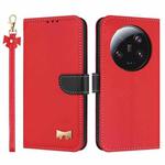 For Xiaomi 13 Ultra Metal Bow Leather Phone Case with Hand Strap(Red)