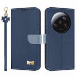 For Xiaomi 13 Ultra Metal Bow Leather Phone Case with Hand Strap(Dark Blue)