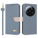For Xiaomi 13 Ultra Metal Bow Leather Phone Case with Hand Strap(Light Blue)