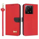 For Xiaomi 13T / 13T Pro Metal Bow Leather Phone Case with Hand Strap(Red)