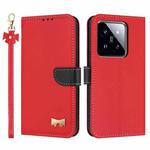 For Xiaomi 14 Pro Metal Bow Leather Phone Case with Hand Strap(Red)