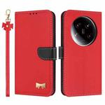 For Xiaomi 14 Ultra Metal Bow Leather Phone Case with Hand Strap(Red)