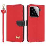 For Xiaomi 15 Metal Bow Leather Phone Case with Hand Strap(Red)