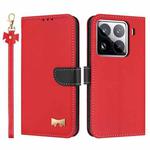 For Xiaomi 15 Pro Metal Bow Leather Phone Case with Hand Strap(Red)