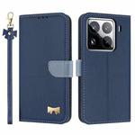 For Xiaomi 15 Pro Metal Bow Leather Phone Case with Hand Strap(Dark Blue)