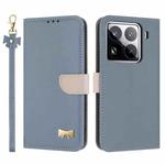 For Xiaomi 15 Pro Metal Bow Leather Phone Case with Hand Strap(Light Blue)