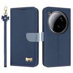 For Xiaomi 15 Ultra Metal Bow Leather Phone Case with Hand Strap(Dark Blue)