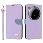 For Xiaomi 15 Ultra Metal Bow Leather Phone Case with Hand Strap(Purple)