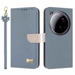 For Xiaomi 15 Ultra Metal Bow Leather Phone Case with Hand Strap(Light Blue)