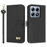 For Xiaomi 14T Metal Bow Leather Phone Case with Hand Strap(Black)