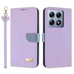 For Xiaomi 14T Metal Bow Leather Phone Case with Hand Strap(Purple)