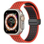 For Apple Watch 46mm / 49mm / 45mm / 44mm Magnetic Buckle Breathable Silicone Watch Band(Red Black)