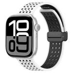 For Apple Watch 42mm / 41mm / 40mm / 38mm Magnetic Buckle Breathable Silicone Watch Band(White Black)