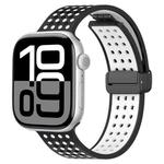 For Apple Watch 42mm / 41mm / 40mm / 38mm Magnetic Buckle Breathable Silicone Watch Band(Black White)