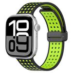 For Apple Watch 42mm / 41mm / 40mm / 38mm Magnetic Buckle Breathable Silicone Watch Band(Black Lime)