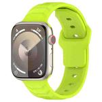 For Apple Watch 46mm / 49mm / 45mm / 44mm Vertical Grain Reverse Buckle Silicone Watch Band(Lime)