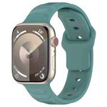 For Apple Watch 46mm / 49mm / 45mm / 44mm Vertical Grain Reverse Buckle Silicone Watch Band(Pine Needle Green)