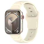 For Apple Watch 46mm / 49mm / 45mm / 44mm Vertical Grain Reverse Buckle Silicone Watch Band(Starlight)