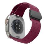 For Apple Watch 46mm / 49mm / 45mm / 44mm Magnetic Buckle Breathable Silicone Watch Band(Wine Red)