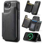 For iPhone 16e DG.MING MAGKING-K3 Series MagSafe RFID Card Bag Detachable Phone Case(Black)