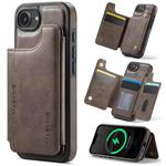 For iPhone 16e DG.MING MAGKING-K3 Series MagSafe RFID Card Bag Detachable Phone Case(Coffee)