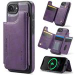For iPhone 16e DG.MING MAGKING-K3 Series MagSafe RFID Card Bag Detachable Phone Case(Purple)